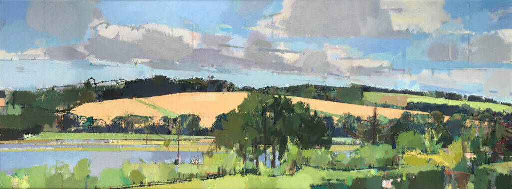 Mark Dunsfird painting of big bright field and sky